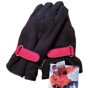 NWT Marlboro Unlimited Gear Fleece Lined Gloves w/Velcro Wrist Strap Black & Red